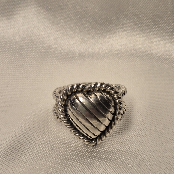 SE Jewelry - Twisted Rope STERLING Silver Heart Ring. CHUNKY Size 6.5
